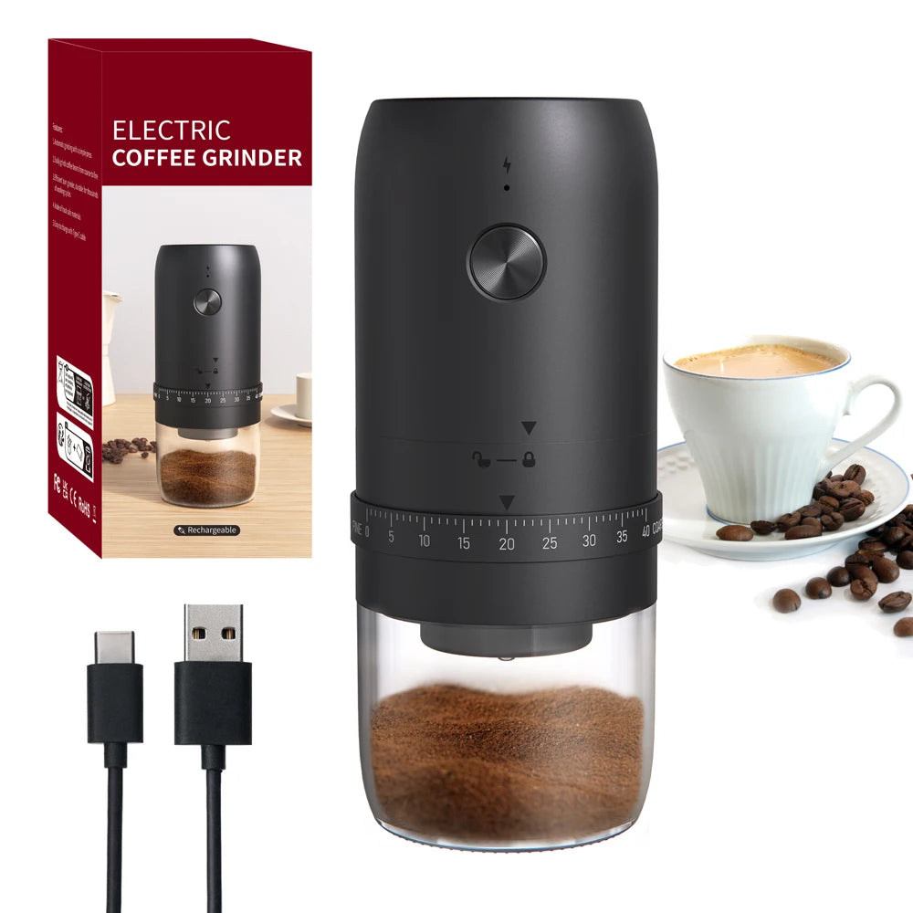 Electric coffee grinder, household small hand-cranked coffee bean grinder, portable fully automatic grinder, hand coffee grinder