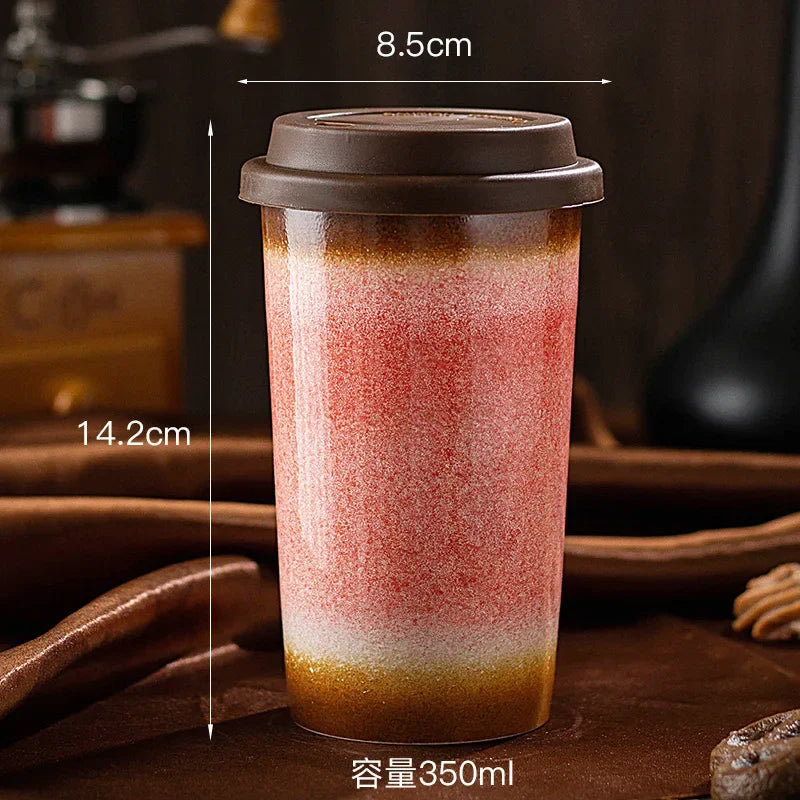 Tasse à Café Céramique Nomade - 290/350ml avec Couvercle Silicone