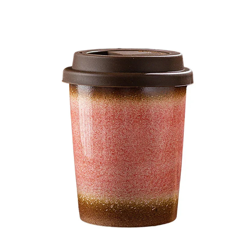 Tasse à Café Céramique Nomade - 290/350ml avec Couvercle Silicone