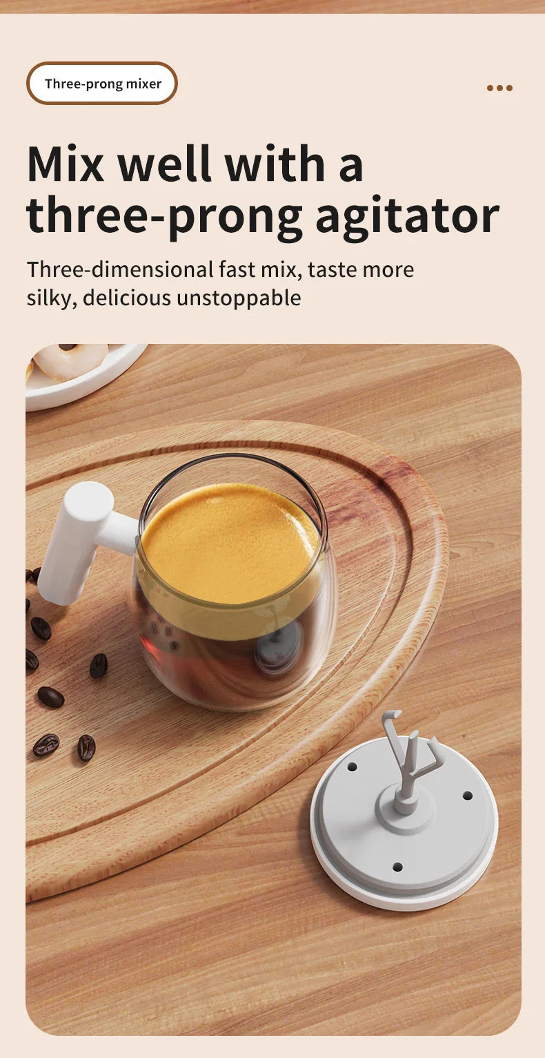 400ML Glass Electric Self-stirring Coffee Mug with Handles High-Speed Mixing Mug for Coffee Milk Tea Rechargeable Cup For Home