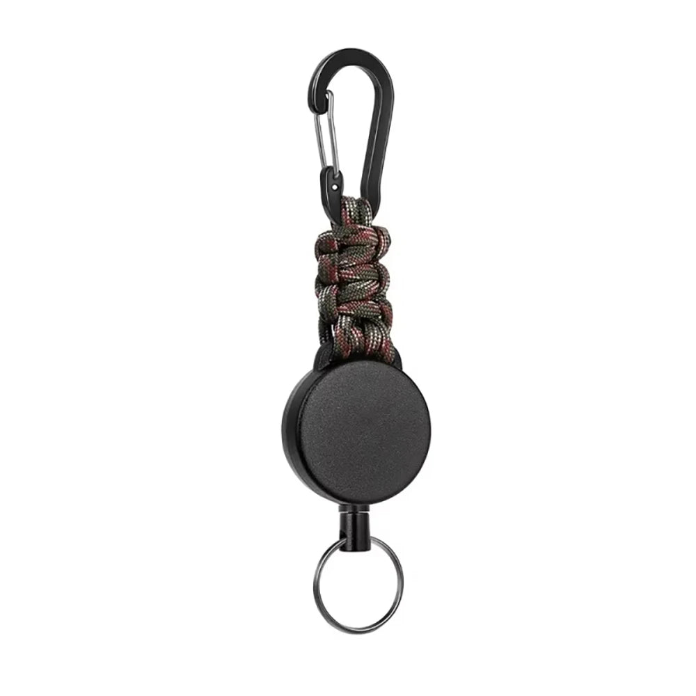 Retractable Keychain Anti-Theft Badge Reel Carabiner Hook Outdoor Portable Key Chain Key Holder Ring Hiking Accessories Keyring