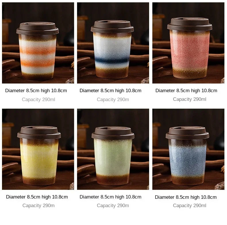 Tasse à Café Céramique Nomade - 290/350ml avec Couvercle Silicone