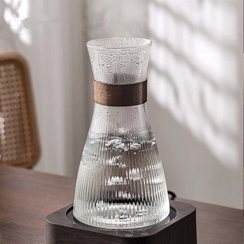 Set Théière Nomade avec Support - 6 Tasses Verre Résistant