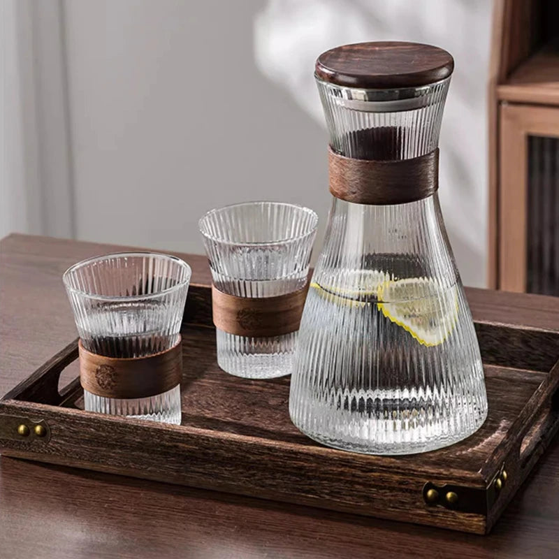 Set Théière Nomade avec Support - 6 Tasses Verre Résistant
