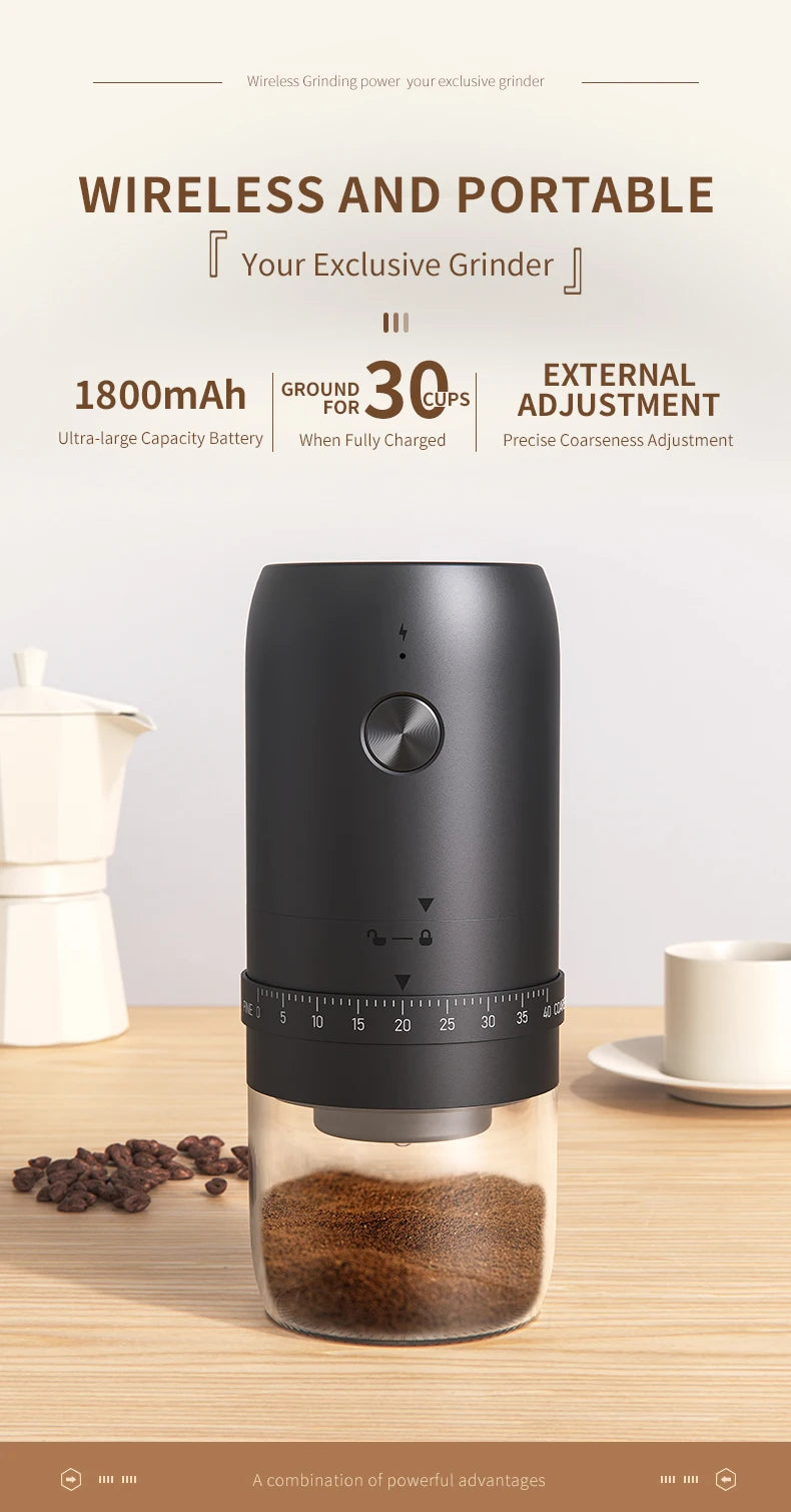 Electric coffee grinder, household small hand-cranked coffee bean grinder, portable fully automatic grinder, hand coffee grinder