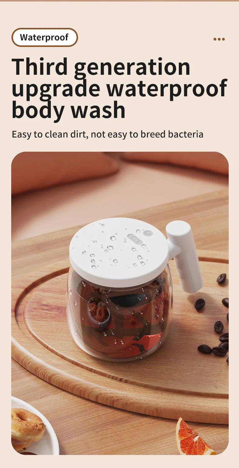 400ML Glass Electric Self-stirring Coffee Mug with Handles High-Speed Mixing Mug for Coffee Milk Tea Rechargeable Cup For Home