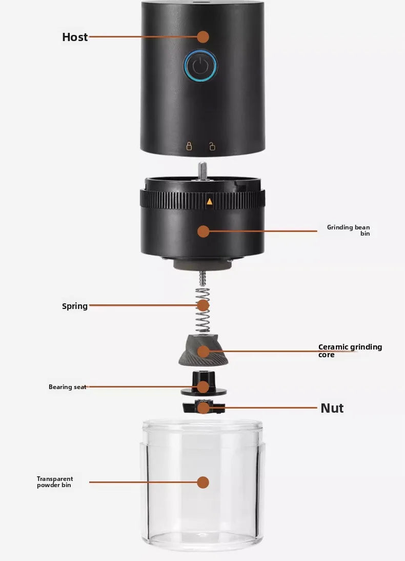 Moulin à Café Électrique Nomade - USB-C Rechargeable Silencieux