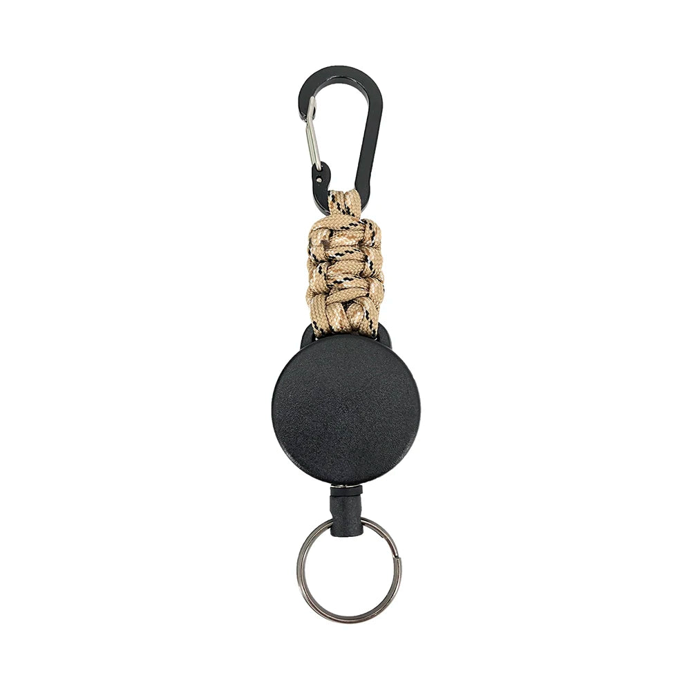 Retractable Keychain Anti-Theft Badge Reel Carabiner Hook Outdoor Portable Key Chain Key Holder Ring Hiking Accessories Keyring