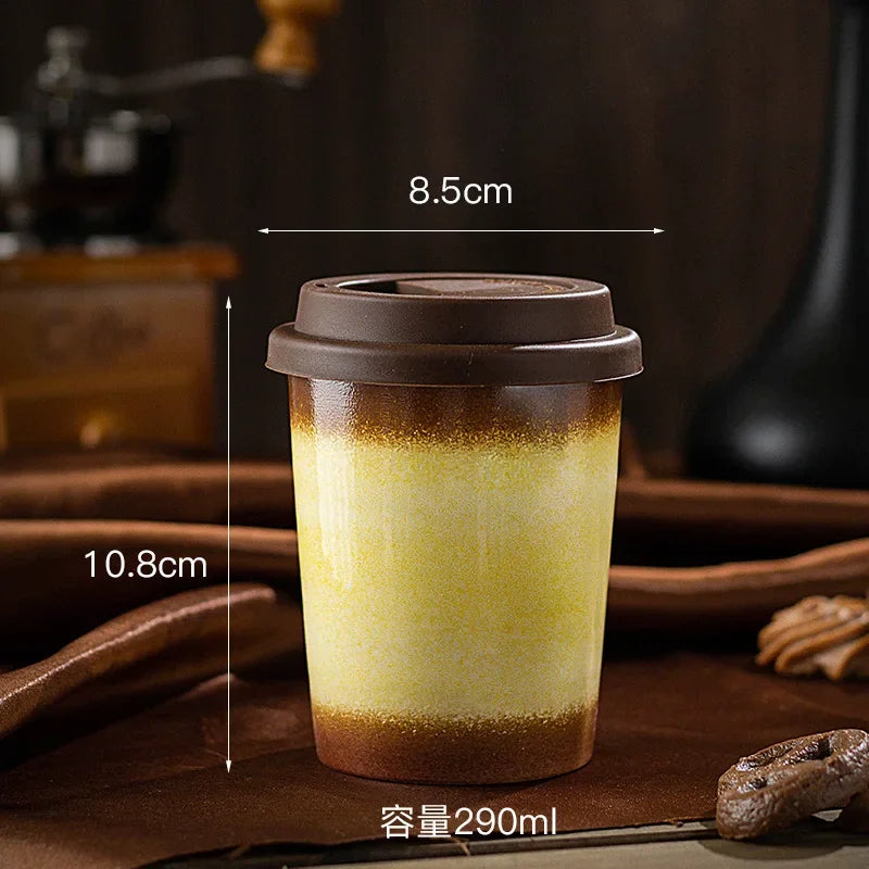 Tasse à Café Céramique Nomade - 290/350ml avec Couvercle Silicone