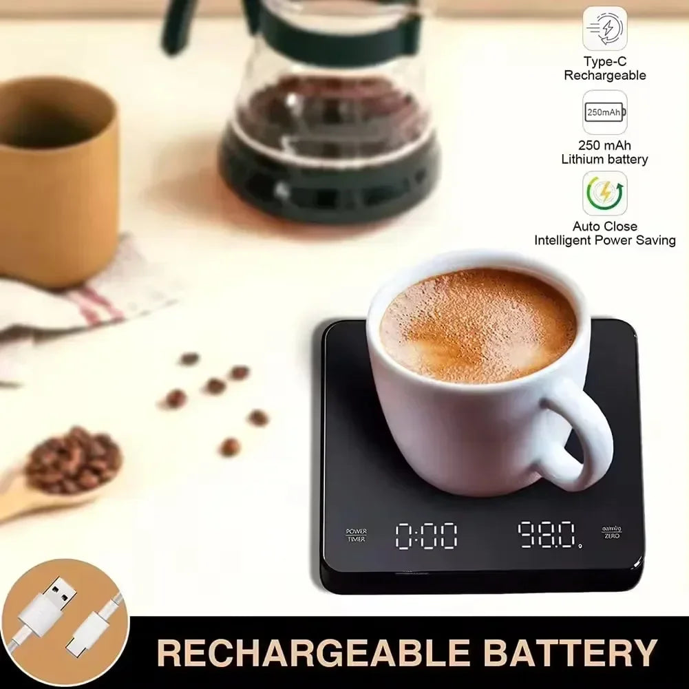 Balance Café Numérique Nomade - Timer & Écran LED Rechargeable