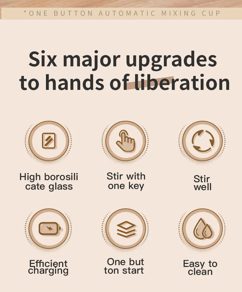 400ML Glass Electric Self-stirring Coffee Mug with Handles High-Speed Mixing Mug for Coffee Milk Tea Rechargeable Cup For Home