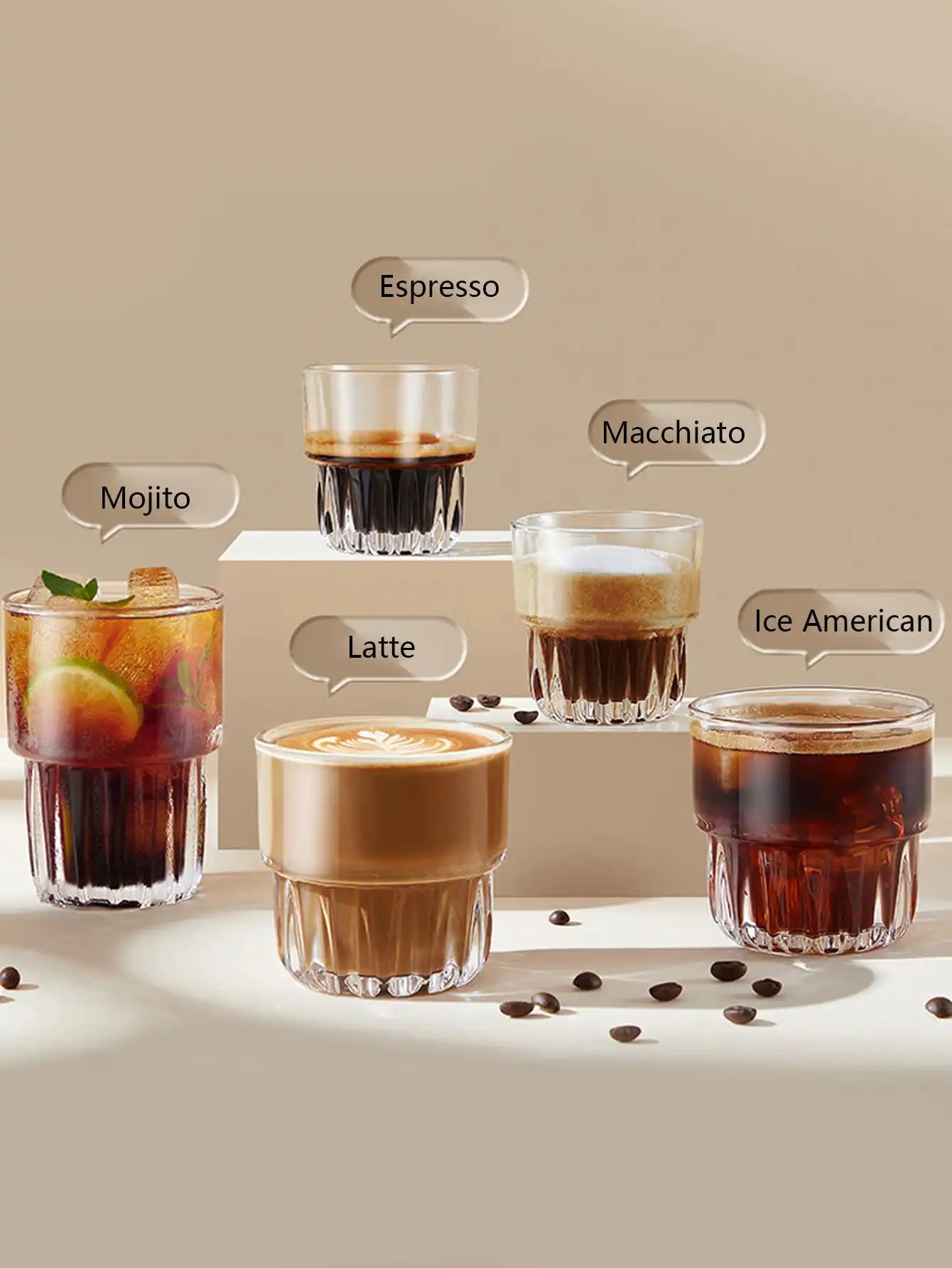 Set 2 Tasses Verre Espresso Nomade - 250ml Cappuccino