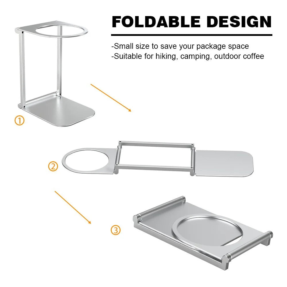 2025 Upgrade Foldable Aluminum Coffee Stand, Portable Adjustable Height Machine Holder Universal for Outdoor Camping