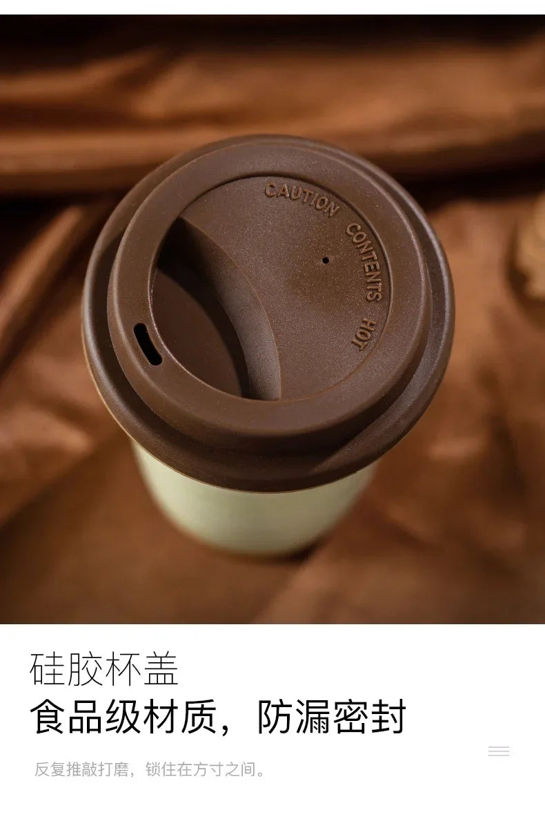 Tasse à Café Céramique Nomade - 290/350ml avec Couvercle Silicone