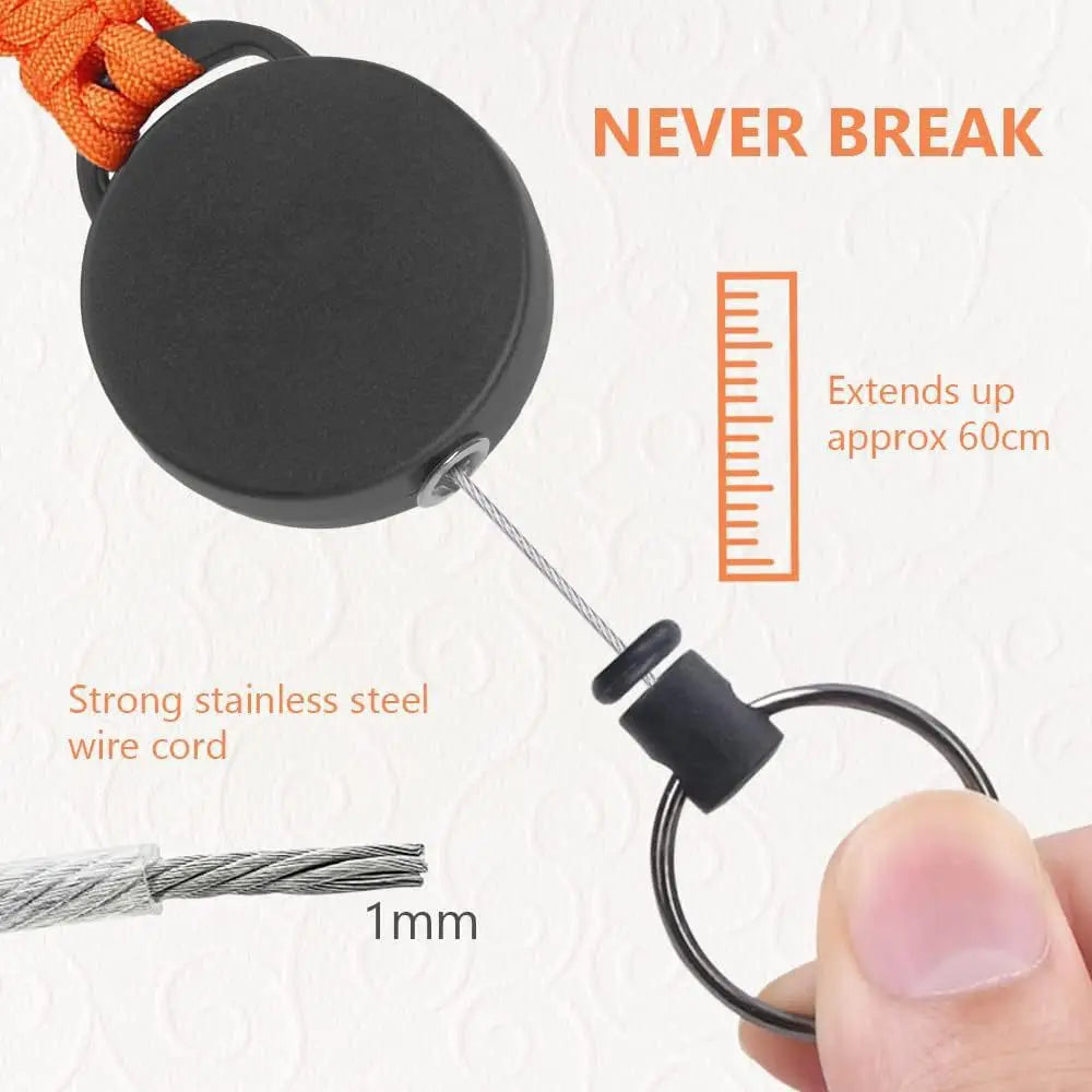 Retractable Keychain Anti-Theft Badge Reel Carabiner Hook Outdoor Portable Key Chain Key Holder Ring Hiking Accessories Keyring