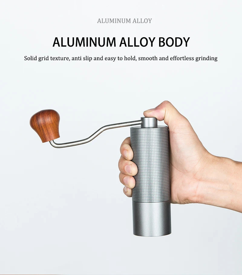 Professional Manual Coffee Grinder Upgrade All-metal Body  Anti-slip Design Portable Grinder Burr Inside