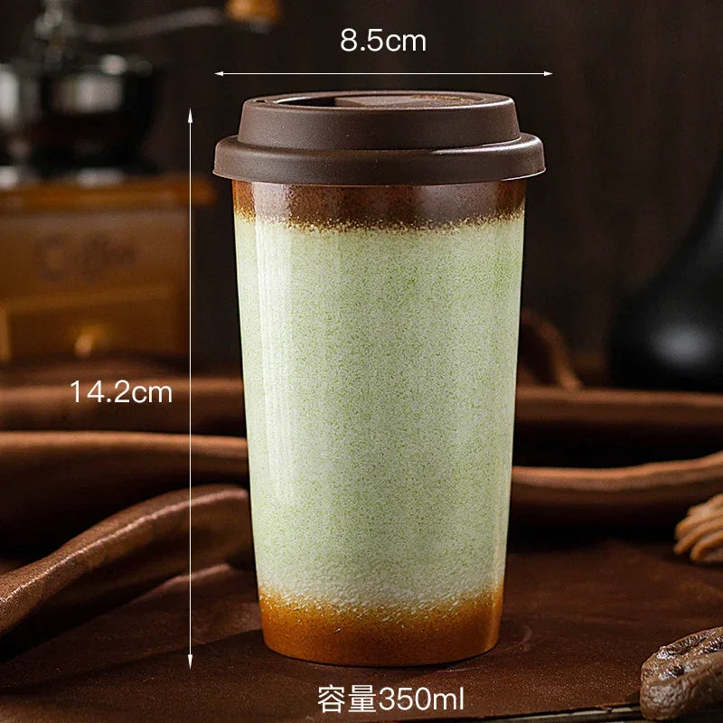 Tasse à Café Céramique Nomade - 290/350ml avec Couvercle Silicone