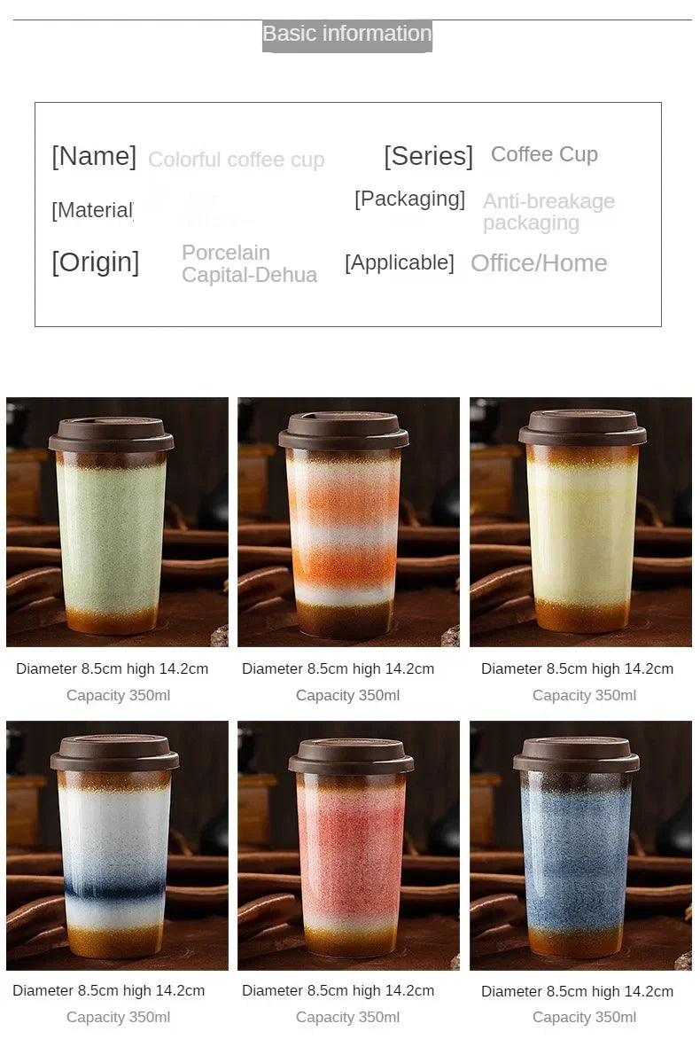 Tasse à Café Céramique Nomade - 290/350ml avec Couvercle Silicone