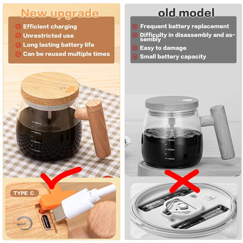 400ML Automatic Stirring Cup Mug Rechargeable Portable Coffee Electric Stirring Rotating Magnetic Home Drinking Tools