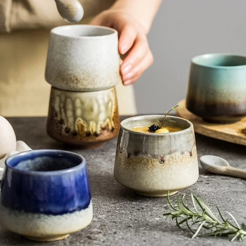 200ML Retro Ceramic Cup Coarse Pottery Coffee Mug Household Office Afternoon Tea Cups Wine Mug Water Mugs Drinkware Gift