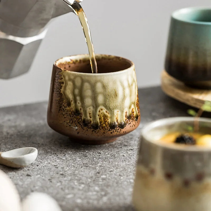 200ML Retro Ceramic Cup Coarse Pottery Coffee Mug Household Office Afternoon Tea Cups Wine Mug Water Mugs Drinkware Gift