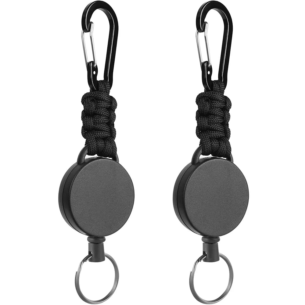 Retractable Keychain Anti-Theft Badge Reel Carabiner Hook Outdoor Portable Key Chain Key Holder Ring Hiking Accessories Keyring