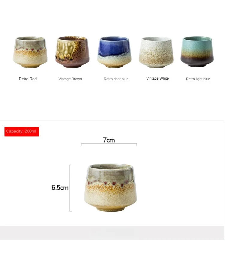 200ML Retro Ceramic Cup Coarse Pottery Coffee Mug Household Office Afternoon Tea Cups Wine Mug Water Mugs Drinkware Gift