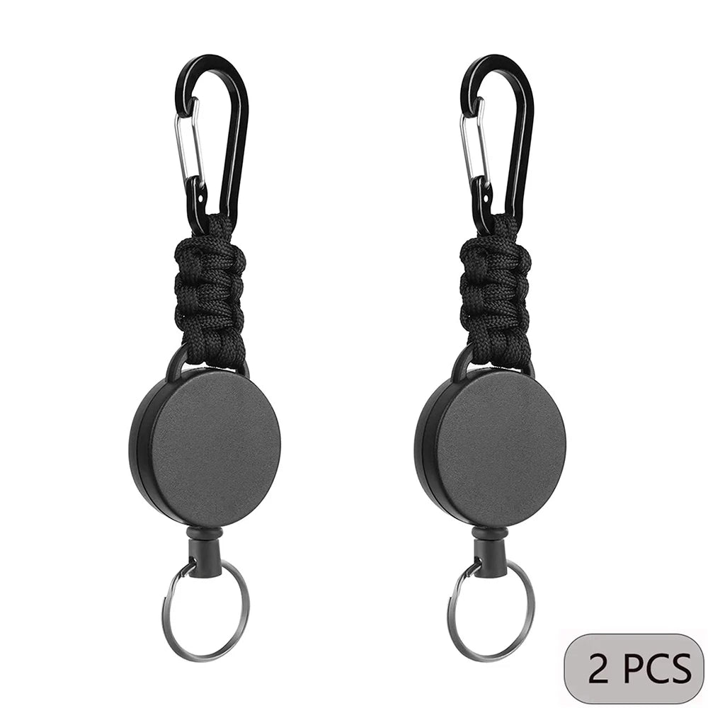 Retractable Keychain Anti-Theft Badge Reel Carabiner Hook Outdoor Portable Key Chain Key Holder Ring Hiking Accessories Keyring