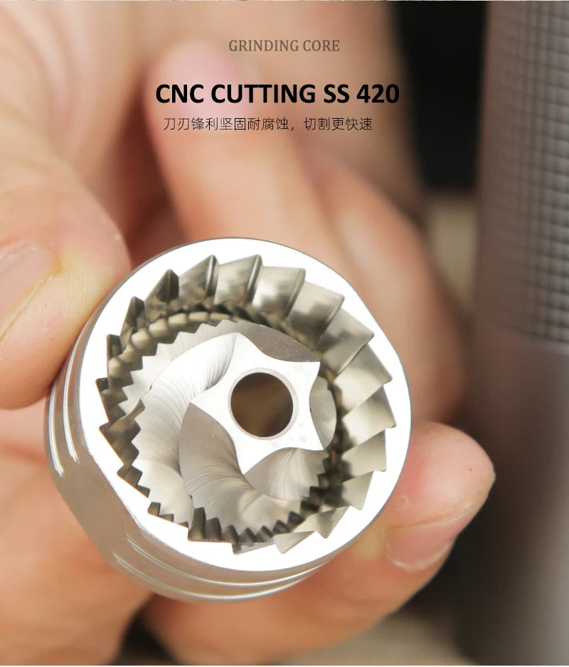 Professional Manual Coffee Grinder Upgrade All-metal Body  Anti-slip Design Portable Grinder Burr Inside