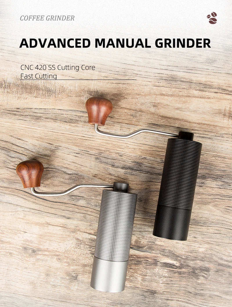 Professional Manual Coffee Grinder Upgrade All-metal Body  Anti-slip Design Portable Grinder Burr Inside