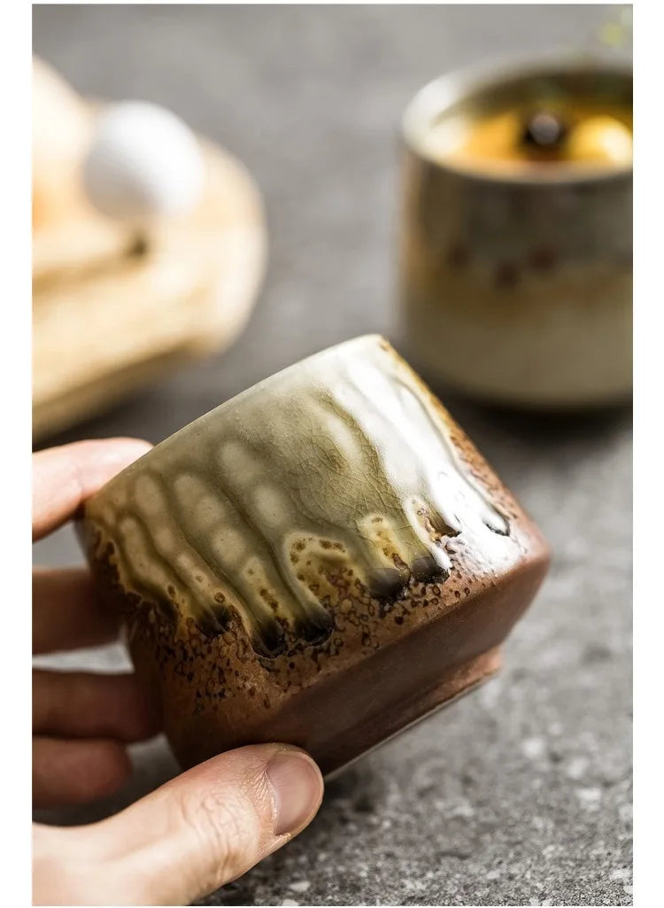 200ML Retro Ceramic Cup Coarse Pottery Coffee Mug Household Office Afternoon Tea Cups Wine Mug Water Mugs Drinkware Gift