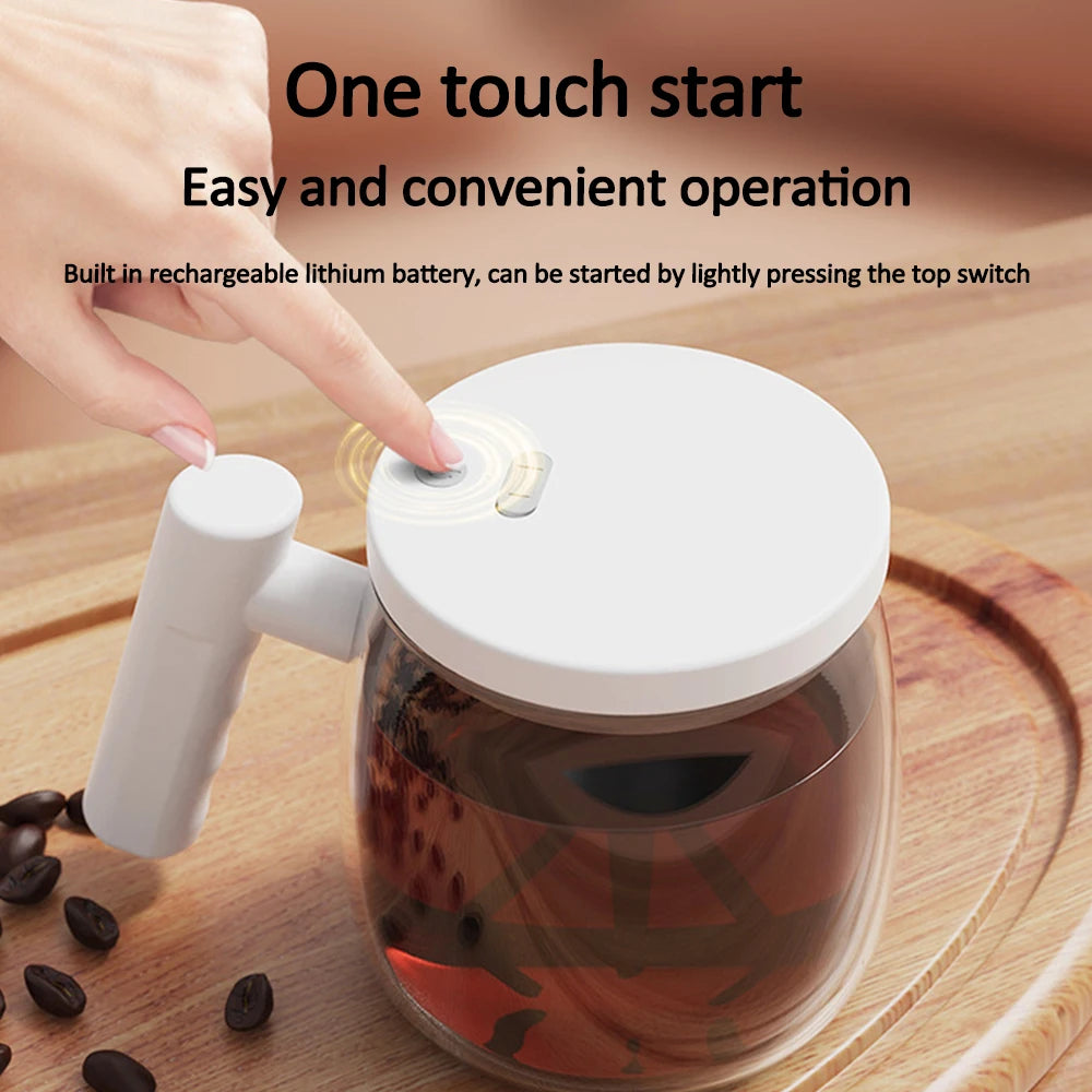 400ML Glass Electric Self-stirring Coffee Mug with Handles High-Speed Mixing Mug for Coffee Milk Tea Rechargeable Cup For Home
