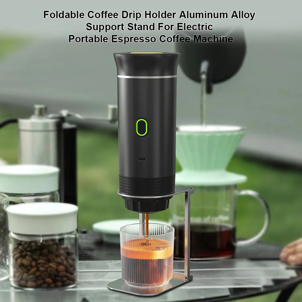 2025 Upgrade Foldable Aluminum Coffee Stand, Portable Adjustable Height Machine Holder Universal for Outdoor Camping