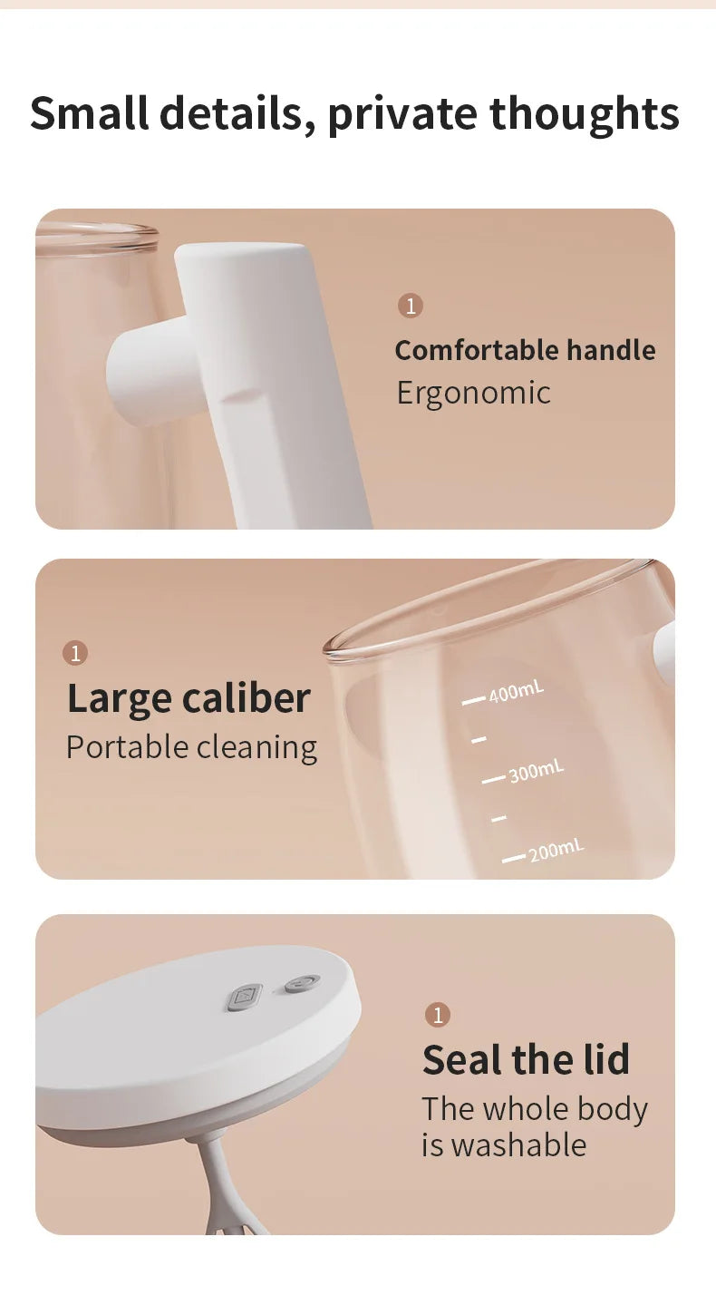 400ML Glass Electric Self-stirring Coffee Mug with Handles High-Speed Mixing Mug for Coffee Milk Tea Rechargeable Cup For Home