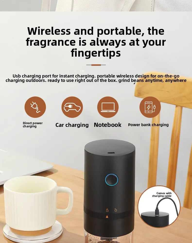 Moulin à Café Électrique Nomade - USB-C Rechargeable Silencieux