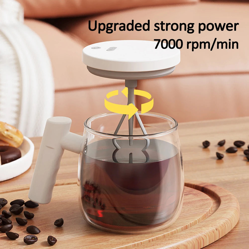 400ML Glass Electric Self-stirring Coffee Mug with Handles High-Speed Mixing Mug for Coffee Milk Tea Rechargeable Cup For Home