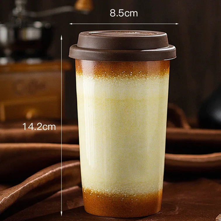 Tasse à Café Céramique Nomade - 290/350ml avec Couvercle Silicone