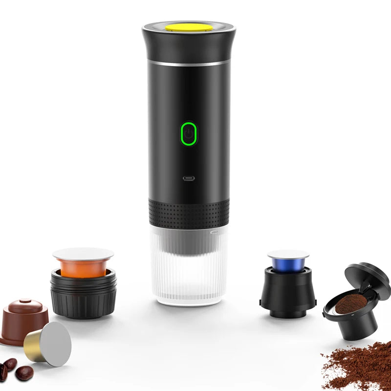 Wireless Electric Portable Espresso Coffee Machine for Car & Home Camping Coffee Maker 3-In-1 Capsule Powder Travel Coffee Maker